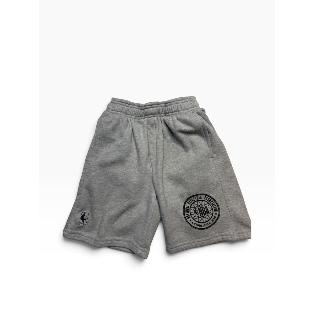 NBA Boys Heather Gray Fleece Basketball Shorts Size 10-12 Logo Graphic Athletic